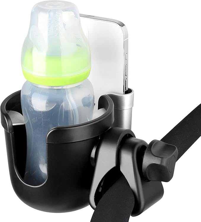 Accmor Stroller Cup Holder with Phone Holder, Bike Cup Holder, Universal Cup Holder for Uppababy Nuna Doona Strollers, 2-in-1 Cup Phone Holder for Stroller, Bike, Wheelchair, Walker, Scooter-BubblyBeeBaby