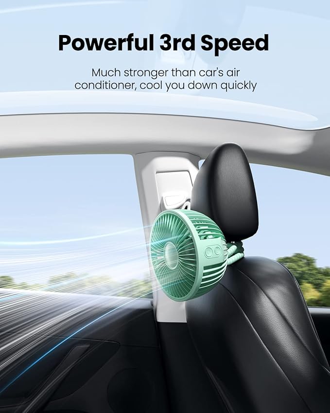 Gaiatop Oscillating Baby Stroller Fan with LED Night Light, 4 Speeds Cooling Rechargeable 360° Rotate Clip On, Battery Operated Small Portable Fans for Car Seat Crib Treadmill Travel-BubblyBeeBaby