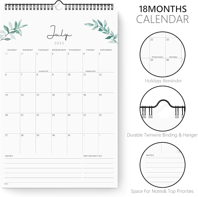 Jotsome Wall Calendar 2025-2026, Large Academic Monthly Calendar From July 2025 to December 2026 11"x17", Aesthetic Wall Decoration in Home and Office for Easy Organizing-BubblyBeeBaby