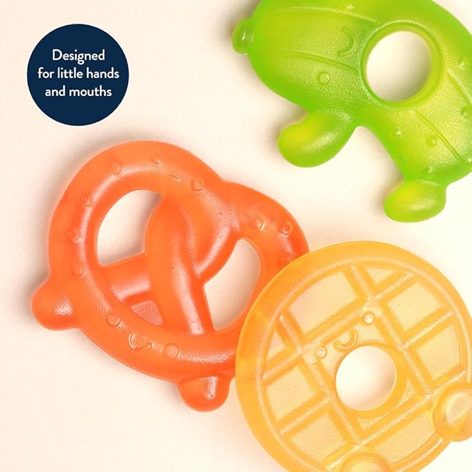 Itzy Ritzy Water-Filled Teethers - Cold Cutie Coolers Textured On Both Sides to Massage Sore Gums & Emerging Teeth - Can Be Chilled in Refrigerator, Set of 3 Silly Foods Teethers-BubblyBeeBaby