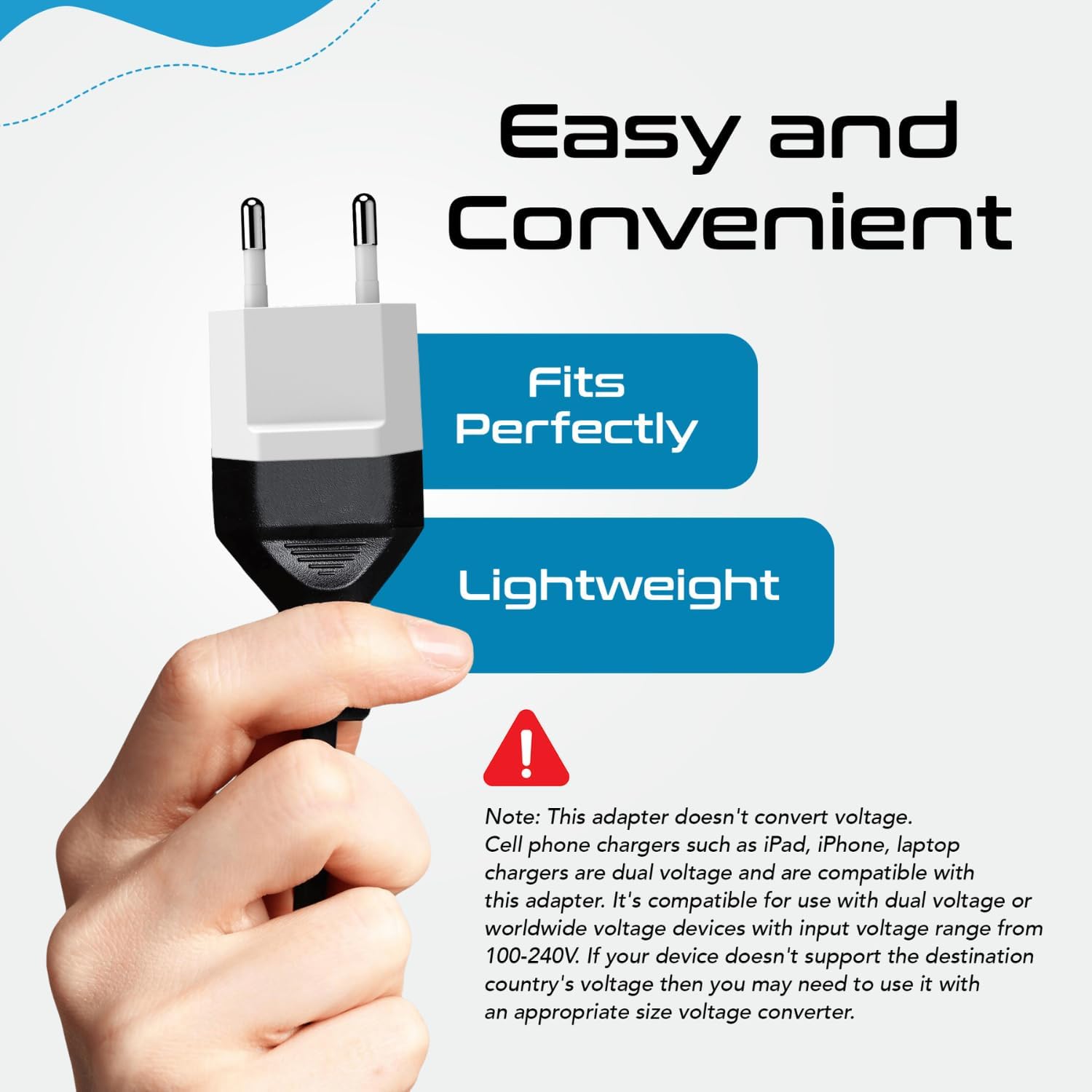 Ceptics European Travel Plug Adapter – Converts USA to EU, Asia and Italy Outlet – Type A to Type C converter - Use in Germany, Spain, & More - 6-Pack