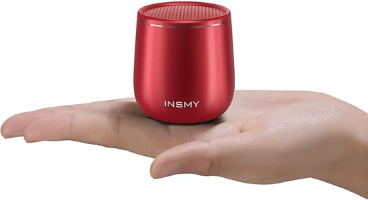INSMY Small Bluetooth Speaker, Waterproof Mini Portable Wireless Speaker, Punchy Bass Rich Audio Stereo Pairing, Handheld Pocket Size, Built in Mic for Hiking Biking Gift Laptop Tablet (Red)-BubblyBeeBaby