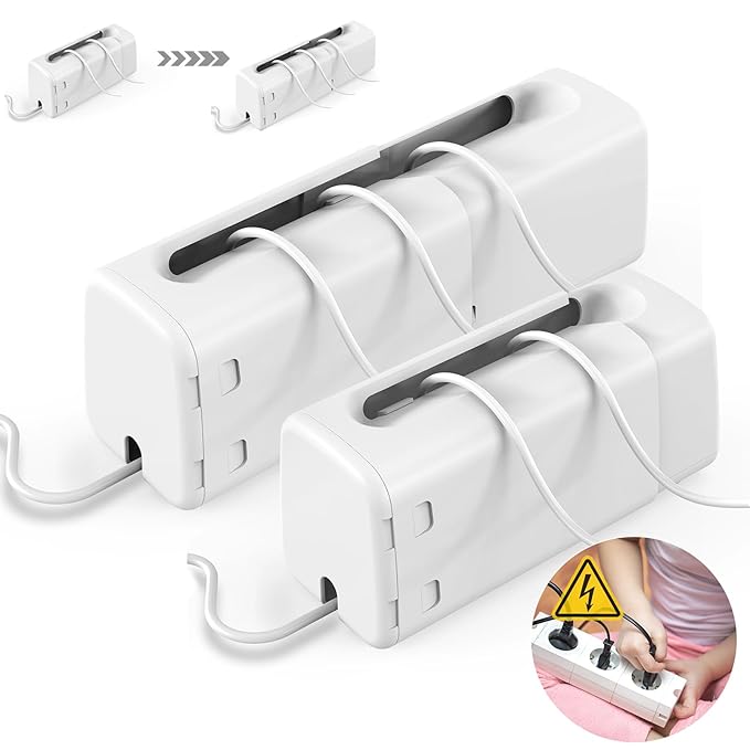 Improved Power Strip Cover Box(2 Pack) 丨Outlet Covers Baby Proofing丨Outlet Cover Box丨Adjustable Length Childproof Outlet Cover丨Preventing Toddlers from Touching Sockets丨Fits Most Sockets.-BubblyBeeBaby
