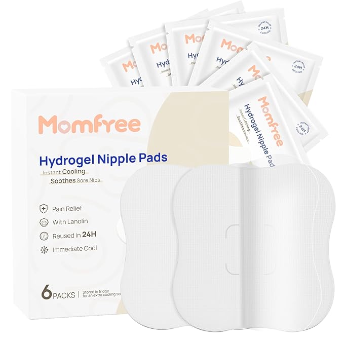 Hydrogel Nipple Gel Pads for Breastfeeding: Soothing Nursing Pads Reusable Instant Cooling Relief | Promotes Healing Irritated Nipples - 6 Packs(12 Count)-BubblyBeeBaby