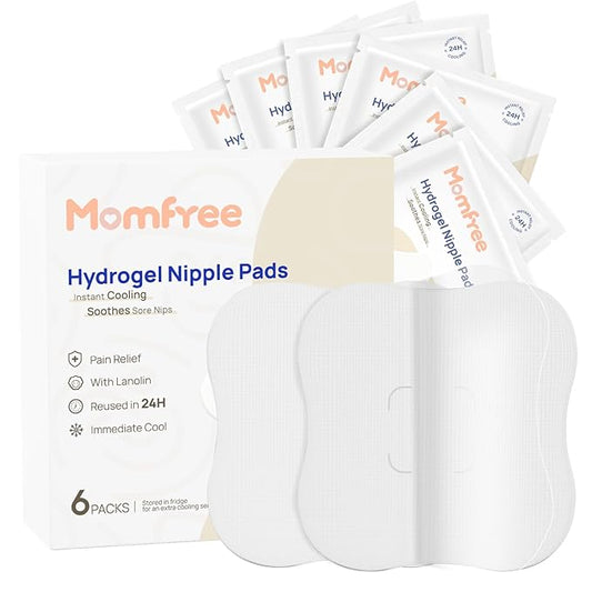 Hydrogel Nipple Gel Pads for Breastfeeding: Soothing Nursing Pads Reusable Instant Cooling Relief | Promotes Healing Irritated Nipples - 6 Packs(12 Count)-BubblyBeeBaby