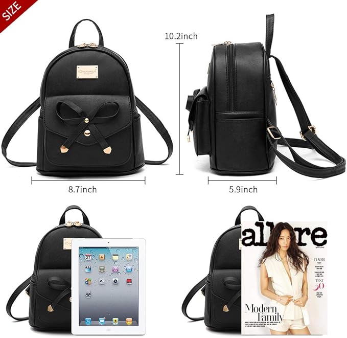 I IHAYNER Girls Bowknot Cute Leather Backpack Mini Backpack Purse for Women-BubblyBeeBaby
