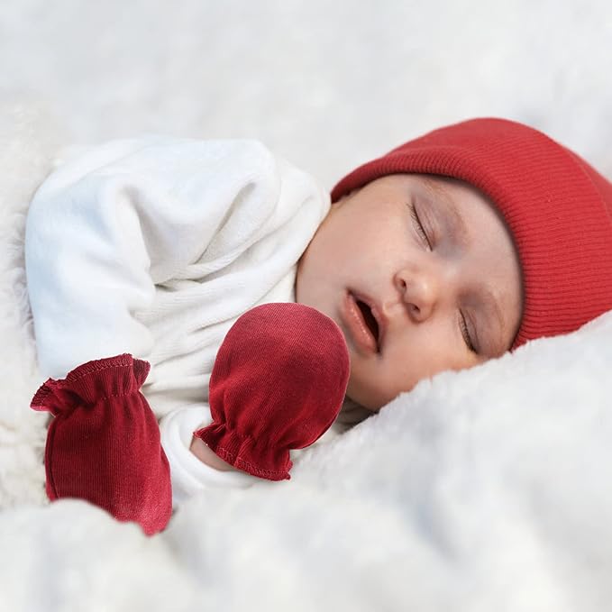 Newborn Baby Mittens No Scratch Cotton Elastic Wrist Gloves Infant Toddler Mittens for Baby Boy Girl 0-6 Months-BubblyBeeBaby