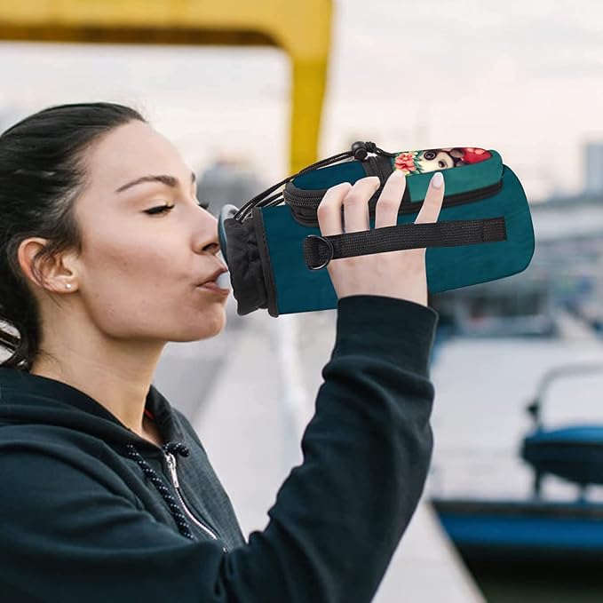 25/32/40/64oz Water Bottle Bag Holder Carrier-Insulated Crossbody Sling Case Sleeve with Strap & Pockets for Men Women Gym Cycling Travel Walking Hiking Camping-BubblyBeeBaby