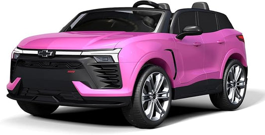 Jojoka Baby Car 24V 2-Seater SUV Licensed Chevrolet Blazer Ride On Toy w/Parent Remote Control,4xSpring Suspension, Wireless Music, Electric Vehicle Car for Kids Ages 3-8,Pink-BubblyBeeBaby