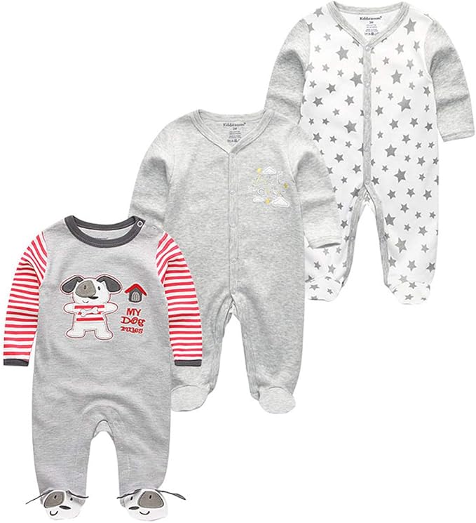 Kiddiezoom Baby and Toddler Boys'Snug Fit Footed One-Piece Romper Jumpsuit Cotton Cotton Footed Outfit-BubblyBeeBaby