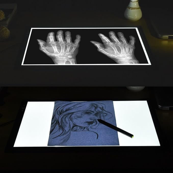 HSK A3 Artist tracing Light Box Copy Table, 12V1A Adapter Power Dimmerable 6000 Lux Lock Button Artcraft Light Pad for Tatto Drawing, Sketching, Animation,Diamond Painting-BubblyBeeBaby