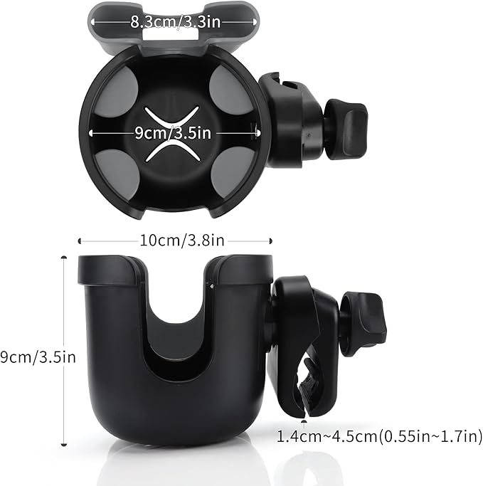 Accmor Stroller Cup Holder with Phone Holder, Bike Cup Holder, Universal Cup Holder for Uppababy Nuna Doona Strollers, 2-in-1 Cup Phone Holder for Stroller, Bike, Wheelchair, Walker, Scooter-BubblyBeeBaby
