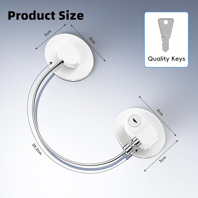 2 Pack Refrigerator Lock with Sticky Adhesive Pads, Child Proof Refrigerator/Fridge/Freezer Door Lock for Toddlers and Kids, Baby Safety Locks for RV Refrigerator, Cabinets and Drawers, Oven (Patent)-BubblyBeeBaby