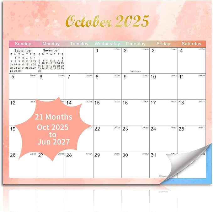 2025-2027 Magnetic Fridge Calendar 21 Monthly Magnetic Calendar for Refrigerator Planner Runs from October 2025 Until June 2027 Easy Organizing Markers Tearable (Colorful)-BubblyBeeBaby