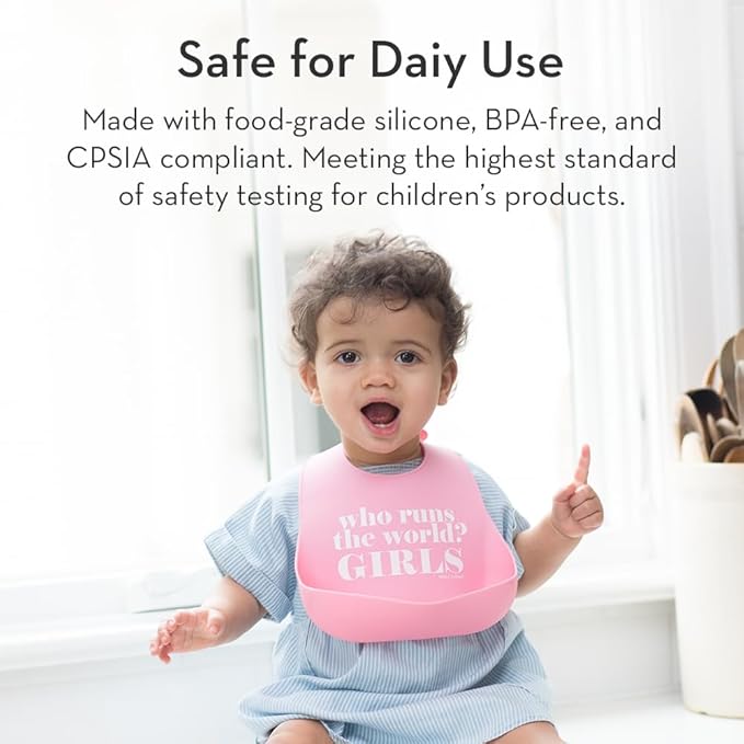 Baby Bib for Eating by Bella Tunno, Waterproof Silicone Bib with Large Food Catcher, Adjustable Fit for Babies 4-12 months & Toddlers 1-3 Years, Boys & Girls, Let The Dogs Out-BubblyBeeBaby