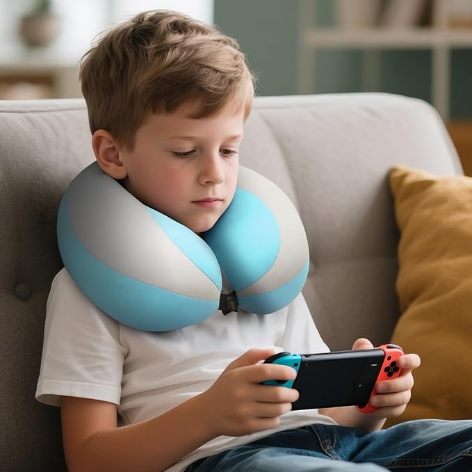 MOOB Kids Travel Pillow for Car Seat Kids U-Shape Travel Neck Pillow Support Children Stroller Pillow Blue-BubblyBeeBaby