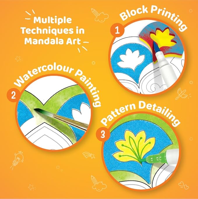 Imagimake Mandala Art Kit | Watercolor Paint Set | 12 Exciting Mandala Projects in Arts and Crafts for Kids Ages 8-12-14-16 | Craft Kits for Adults & Kids | 8 Year Old Girl Birthday Gifts-BubblyBeeBaby