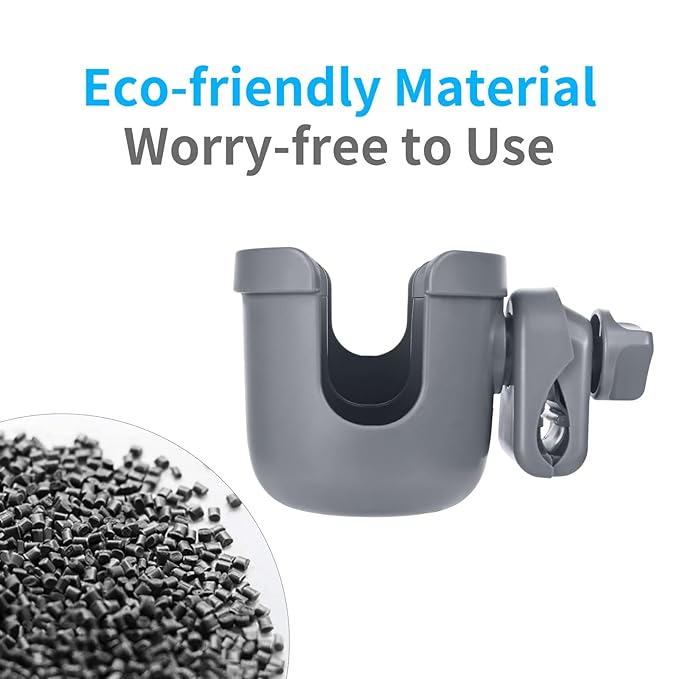 Suranew Adjustable Stroller Cup Holder with Phone Holder for Baby Stroller for Family Members, Gery-BubblyBeeBaby