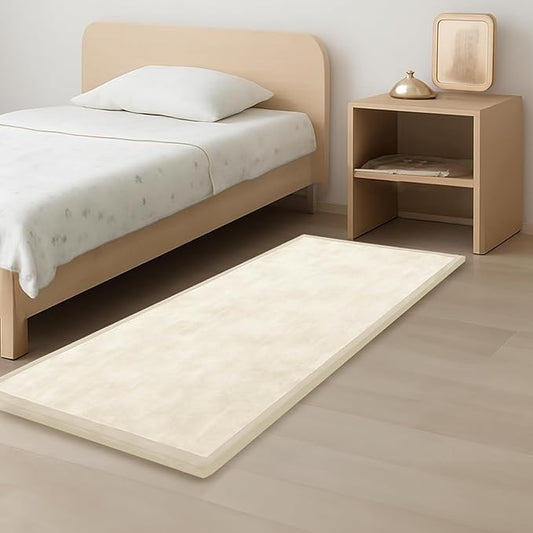 1.3" Thick Baby Play Mat for Floor, 28x72 Foam Tummy Time Mat, Padded Support Soft Plush Bedside Rugs for Infant Kids Toddler Crawling Kick Activity (Ivory)-BubblyBeeBaby