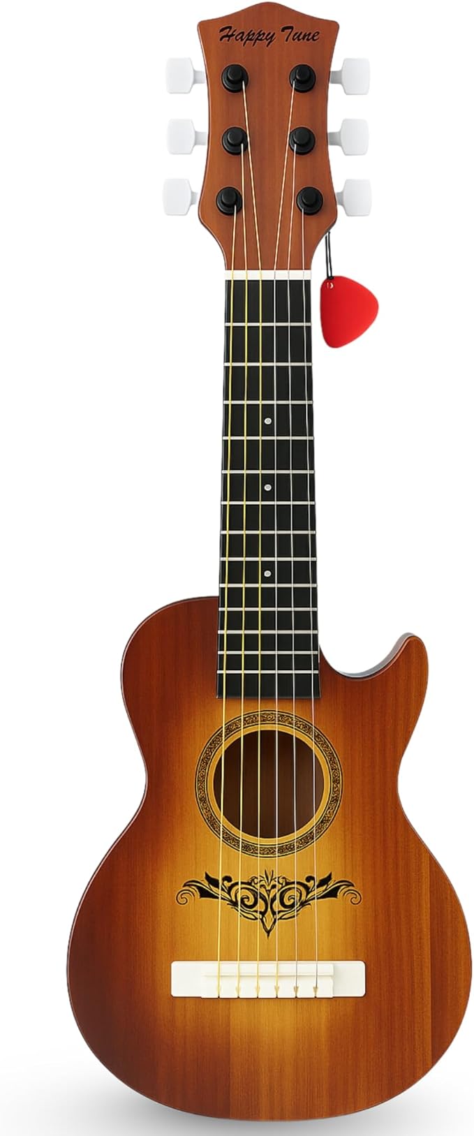 23" Acoustic Guitar, Kids 6 String Toy Guitar - Realistic Steel Strings - Beginner Practice First Musical Instrument for Children, Toddlers (Brown)-BubblyBeeBaby