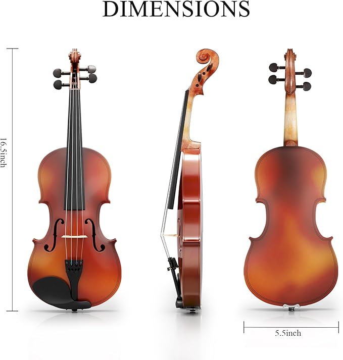 1/8 Violin for Beginner, Kids Violin for Students, Complete Kids Violins Set with Case, Bow, Rosin, Ideal for Kids Violins Beginner Ages 4-5, Natural-BubblyBeeBaby