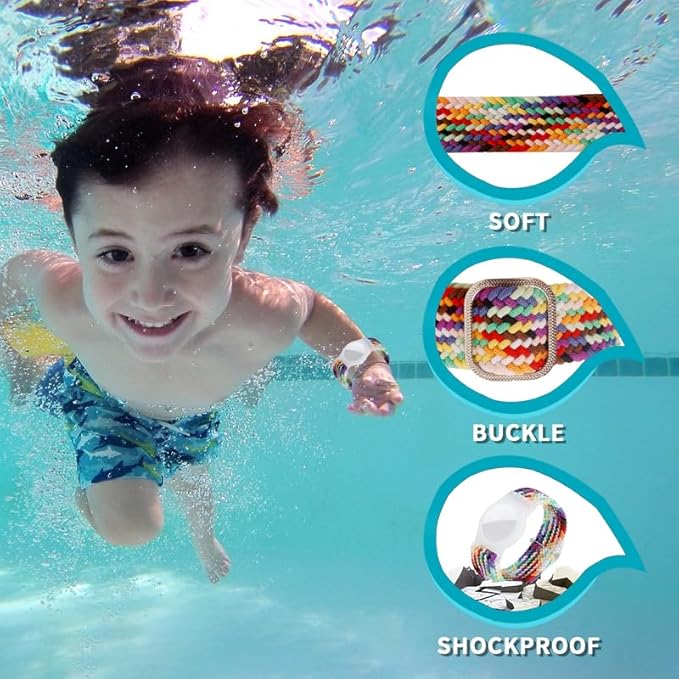 2 Pack Kids Bracelet Compatible with AirTag, GPS Kid Tracker Holder Braided Wristband for Apple Air Tag, 2022 Upgraded Nylon Adjustable Anti Lost Airtag Watch Band for Kids Children Elders-BubblyBeeBaby