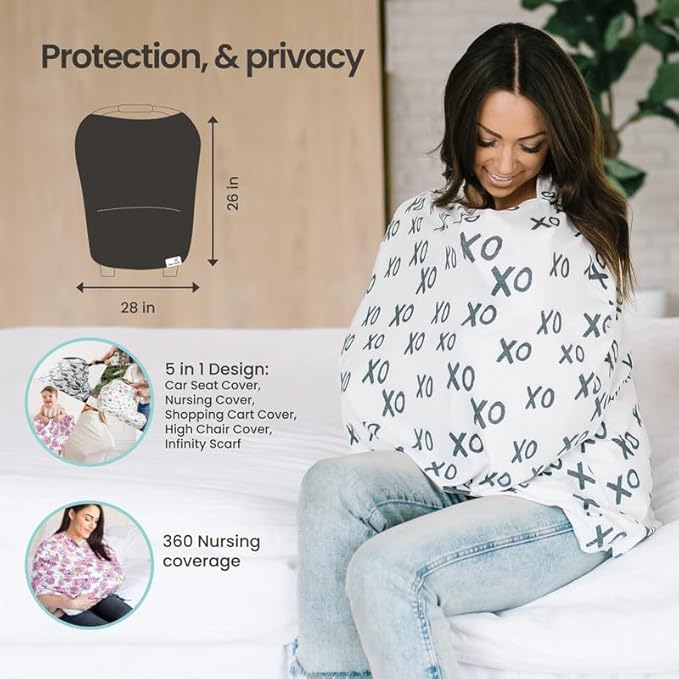 Copper Pearl Multi-Use Cover: Car Seat Covers, Nursing Cover, and Stroller Cover for Sun - Stretchy Fabric, All-Season Use, Stylish Designs, Easy Access for Moms - Nicholas-BubblyBeeBaby