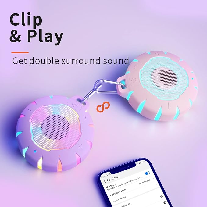 HEYSONG Waterproof Shower Bluetooth Speaker, Durable & Portable with Clear Sound, Ideal for Shower, Pool, Beach & Kayaking – Great Gift for Girls, Women & Men-BubblyBeeBaby
