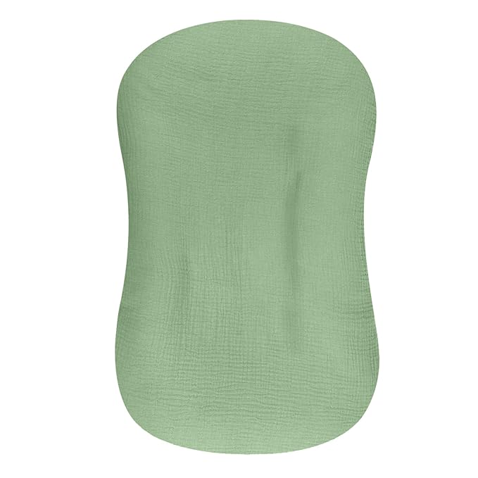 Hooyax Muslin Baby Lounger Cover, 100% Cotton Durable Newborn Lounger Cover, Soft and Breathable Infant Lounger Cover for Boys Girls, Covers Only (Green)-BubblyBeeBaby