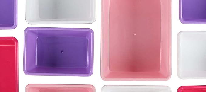 Humble Crew Kids Toy Storage Organizer with 12 Plastic Bins, White/Pink/Purple – Removable Bins for Playroom, Bedroom, Toddler Furniture for Boys and Girls Ages-BubblyBeeBaby