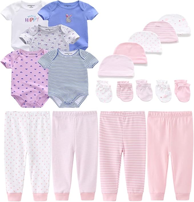 Kiddiezoom Unisex Baby Layette Essentials Giftset Clothing Set 19-Piece For Newborn Baby-BubblyBeeBaby