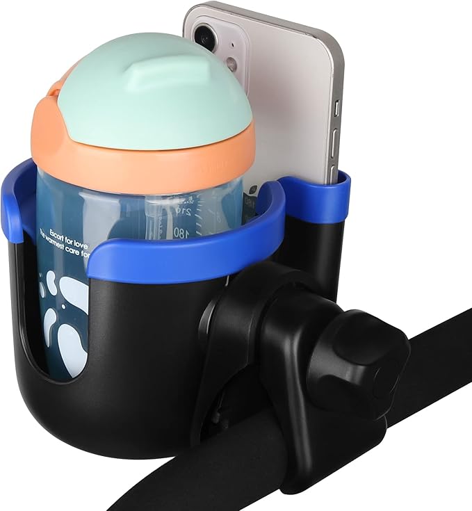 Accmor Stroller Cup Holder with Phone Holder, Bike Cup Holder, Universal Cup Holder for Uppababy Nuna Doona Strollers, 2-in-1 Cup Phone Holder for Stroller, Bike, Wheelchair, Walker, Scooter-BubblyBeeBaby