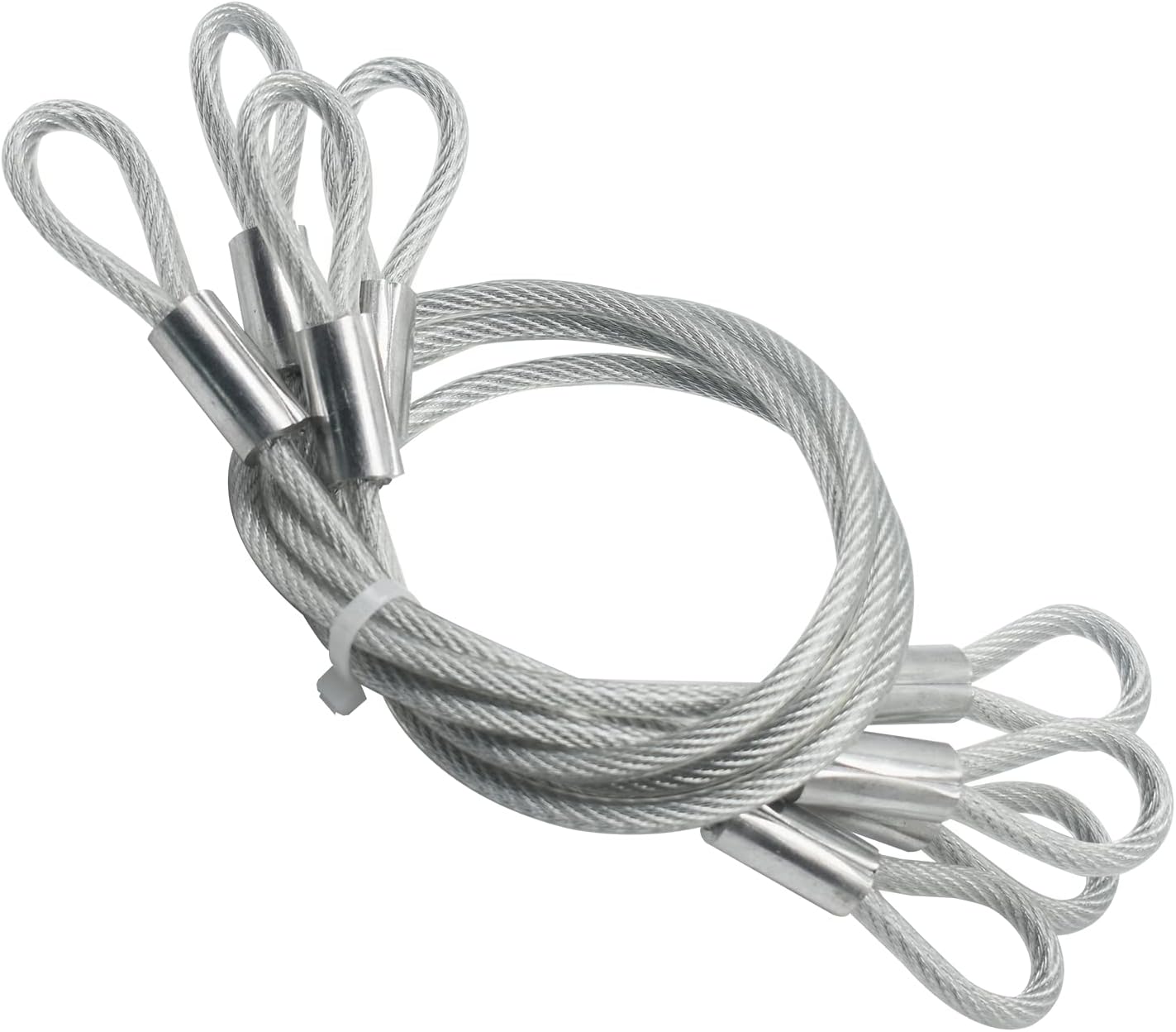 4 pcs 20 inch (50cm) 5mm Thickness Vinyl Cover Coated Galvanized Steel Wire Cable with Loops Security Lanyard Rope Tether Lock, Clear