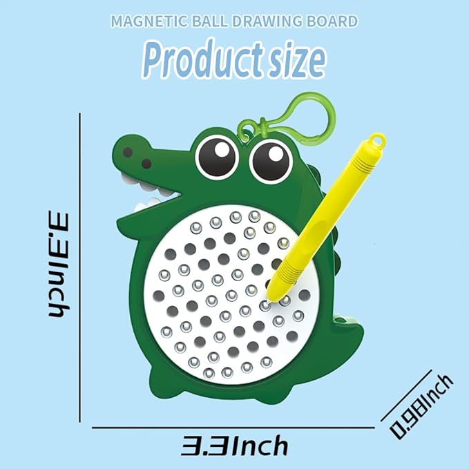 1PCS Crocodile Magnetic Drawing Board for Kids & Toddlers with Beads and Magnet Stylus Pen - Magnetic Travel Toy for Airplane & Car Ride Activities for Kids-BubblyBeeBaby
