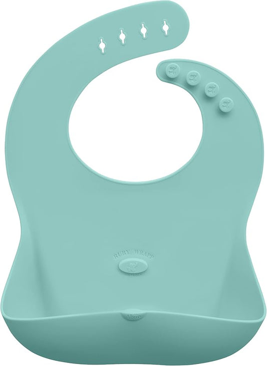 Abiie Ruby Wrapp Silicone Bibs for Babies with Front Pocket - Waterproof Bib - Stain Resistant - Silicone Toddler Bibs-BubblyBeeBaby