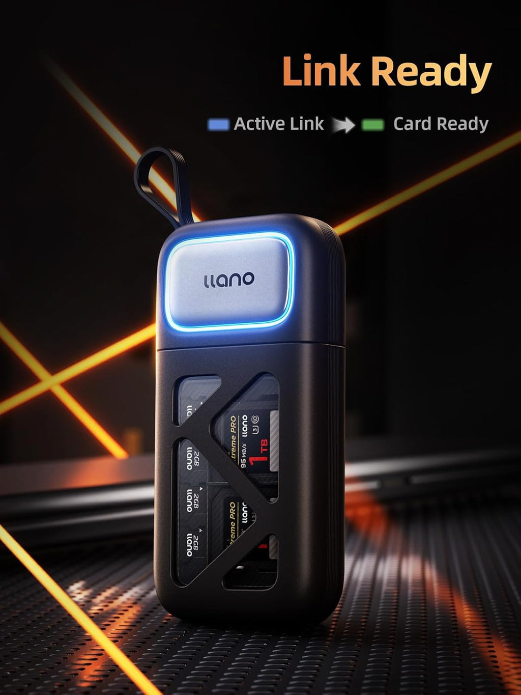 llano 2-in-1 High-Speed SD/Micro SD Card Reader Adapter(UHS-I Supported),Holder Case, Built-in Slot Storage, Compatible with iPhone, Android, PC, MacBook, Laptop, Dual Slot, USB Type-C 3.2 Gen1