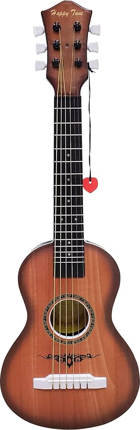 23" Acoustic Guitar, Kids 6 String Toy Guitar - Realistic Steel Strings - Beginner Practice First Musical Instrument for Children, Toddlers (Walnut)-BubblyBeeBaby