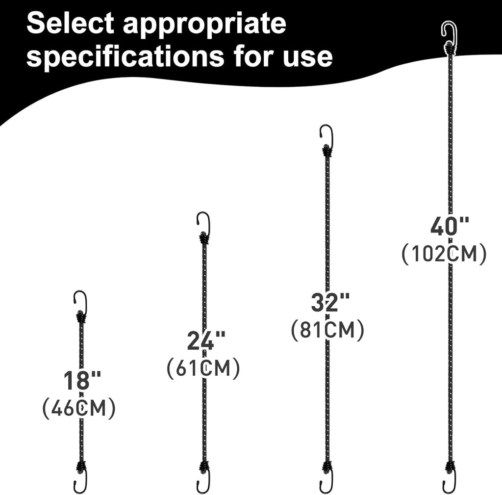 Bungee Cord Luggage Cord Resilience 24 Inch 4 Pieces for SecuringTents, Tarps, Luggage ，Truck, ATV Off-Road Motorcycle Bicycle Riding,Multi-Scenario Applicable (Black)