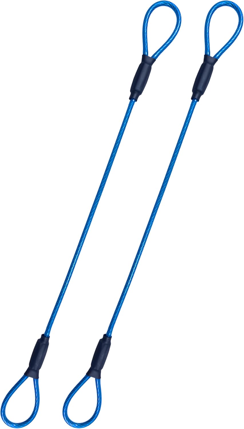 3.3mm Steel Wire Rope Outdoor Travel Security Cable Lock,Braided Steel Coated Safety Cable Luggage Lock,Safety Cable Wire Rope Chain Lock Double Loop Lightweight (Blue, 24in/2Pcs)