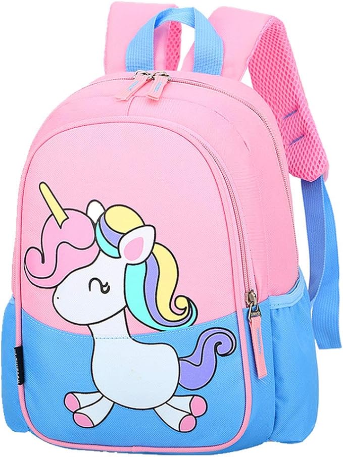 12 Inch Kids Small Toddler Preschool Travel Backpack Cool Cute Cartoon Daypack (Little Blue Unicorn)-BubblyBeeBaby