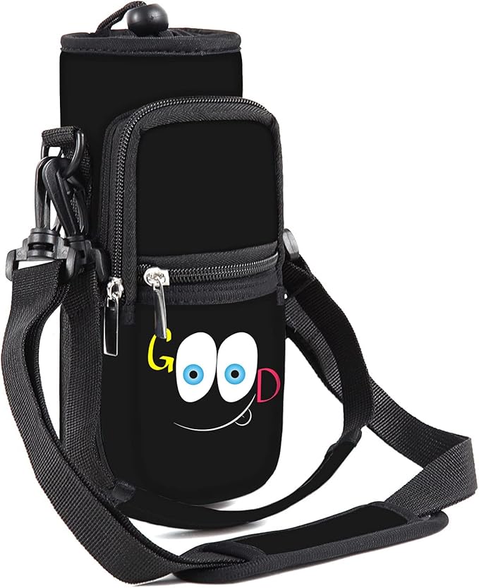 25/32/40/64oz Water Bottle Bag Holder Carrier-Insulated Crossbody Sling Case Sleeve with Strap & Pockets for Men Women Gym Cycling Travel Walking Hiking Camping-BubblyBeeBaby