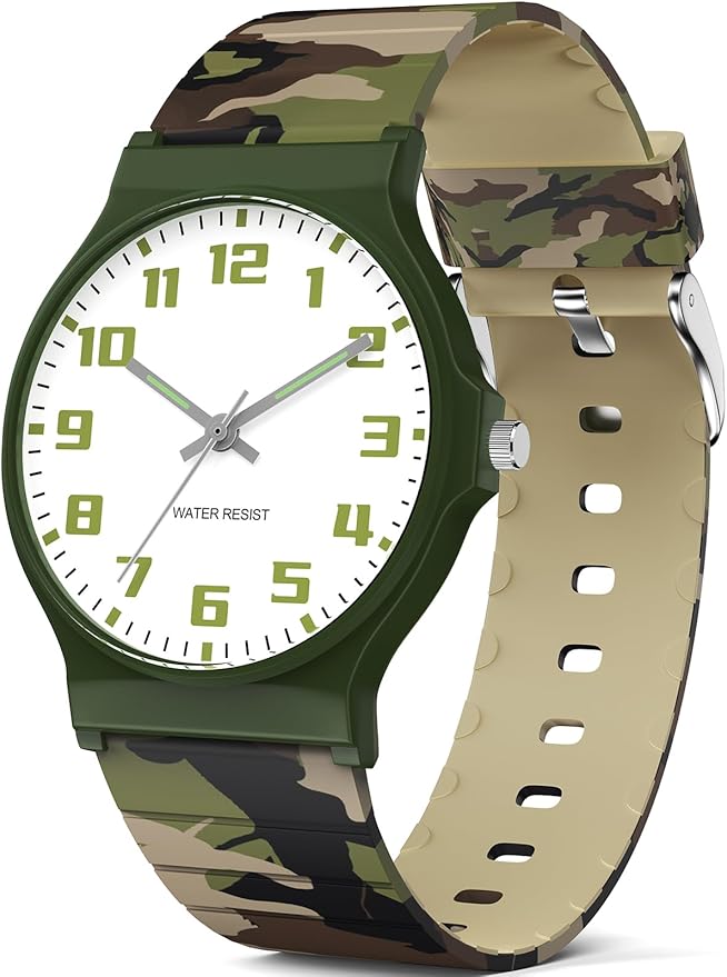 Kids Analog Watch Boys Girls, 30M Waterproof, Sports Watch for Boys, Easy to Read Children's Thin Dial Wrist Watches with Soft Band, for Ages 5-15 Kids Great Birthday Gifts Christmas Day-BubblyBeeBaby