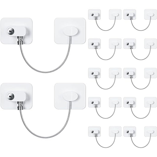 12 Pack Refrigerator Lock with 12 Keys Fridge Locks Combination Adhesive Child Safety Cabinet Freezer Door Lock Adult File Drawer Kitchen Appliance Furniture Closet(White)-BubblyBeeBaby