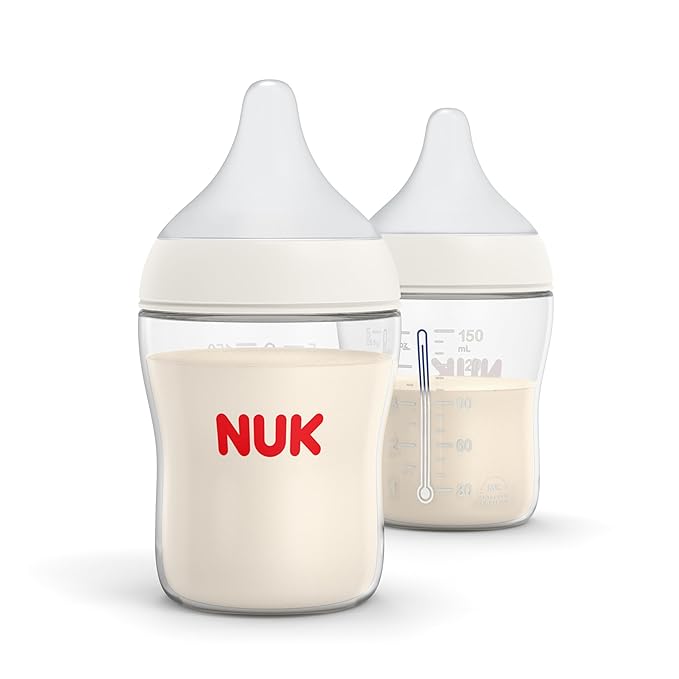 NUK Perfect Match 2-in-1 Natural and Anti-Colic Bottle with Slow Flow, Wide, Adaptable Nipple, 5oz., 2 Pack-BubblyBeeBaby
