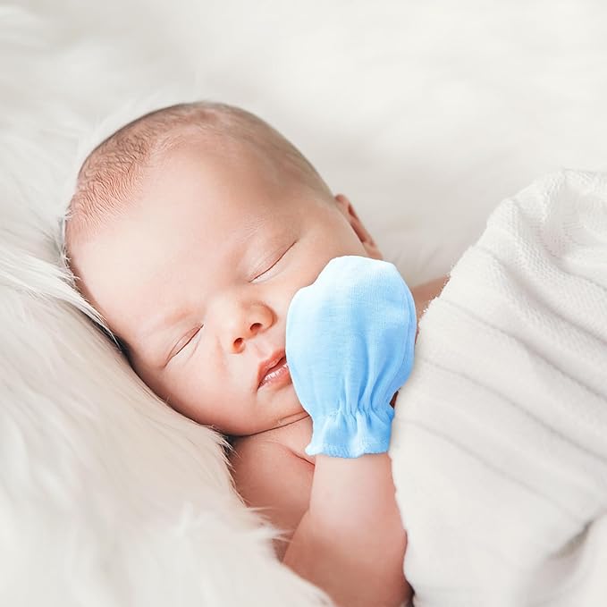 Newborn Baby Mittens No Scratch Cotton Elastic Wrist Gloves Infant Toddler Mittens for Baby Boy Girl 0-6 Months-BubblyBeeBaby