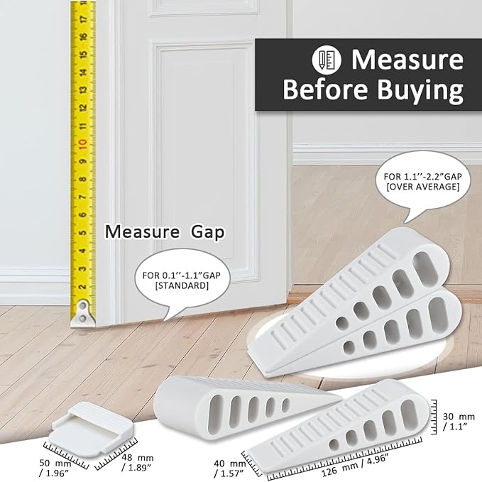 JQK Rubber Door Stopper Wedge, White 3 Pack Soft TPR Premium Door Stops for Bottom of Heavy Duty Door on Tile, Concrete, Carpet, Wooden Floor, DSB61-WH-P3-BubblyBeeBaby