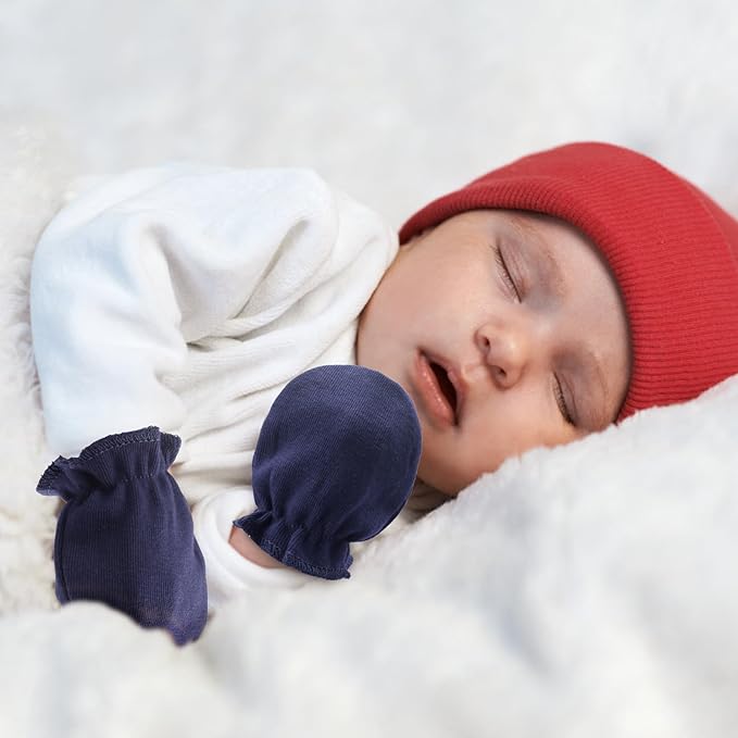 Newborn Baby Mittens No Scratch Cotton Elastic Wrist Gloves Infant Toddler Mittens for Baby Boy Girl 0-6 Months-BubblyBeeBaby