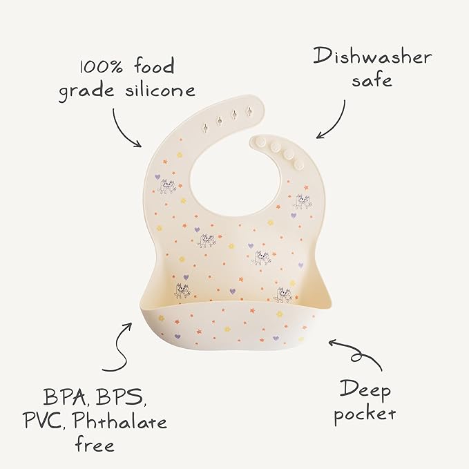 mushie x Bluey Silicone Baby Bib | Adjustable Fit Waterproof Bibs (Bluey Sage)-BubblyBeeBaby