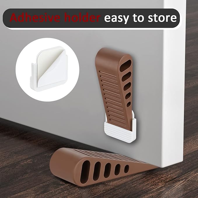 JQK Rubber Door Stopper Wedge, Bronze 3 Pack Soft TPR Premium Door Stops for Bottom of Heavy Duty Door on Tile, Concrete, Carpet, Wooden Floor, DSB61-ORB-P3-BubblyBeeBaby