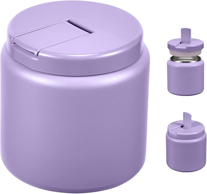 26oz Kids Thermos for Hot Food, Insulated Vacuum Food Jar with Buckle Lid, Stainless Steel Wide Mouth Leak Proof Insulated Lunch Container for School Picnic Travel, Purple-BubblyBeeBaby